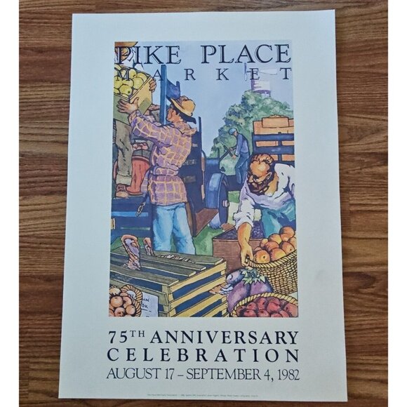 Seattle Pike Place Market Annual Fair Poster 1982 75th Celebration Lithograph - Picture 2 of 13